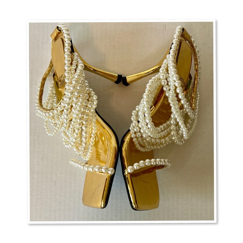 Jeffrey Campbell Pearl and Gold Fabric Sandals - Picture 4 of 8